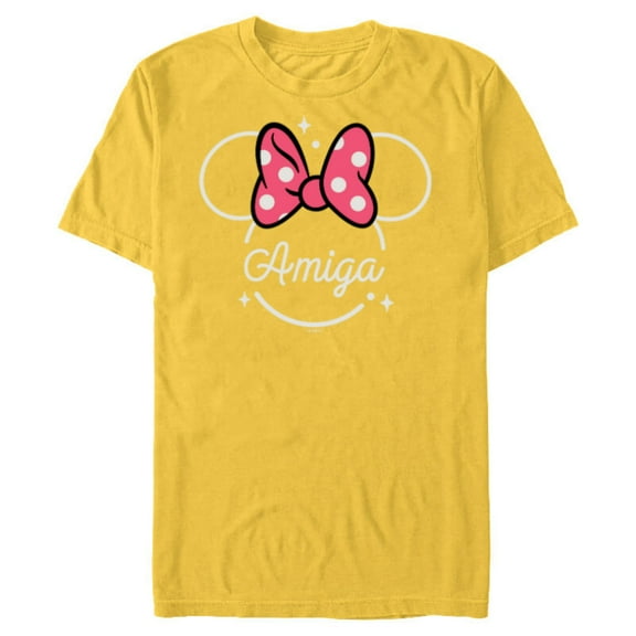Disney Minnie Mouse Amiga Head Icon Magic Friend Spanish- Short Sleeve Blended T-Shirt for Adults - Customized-Yellow