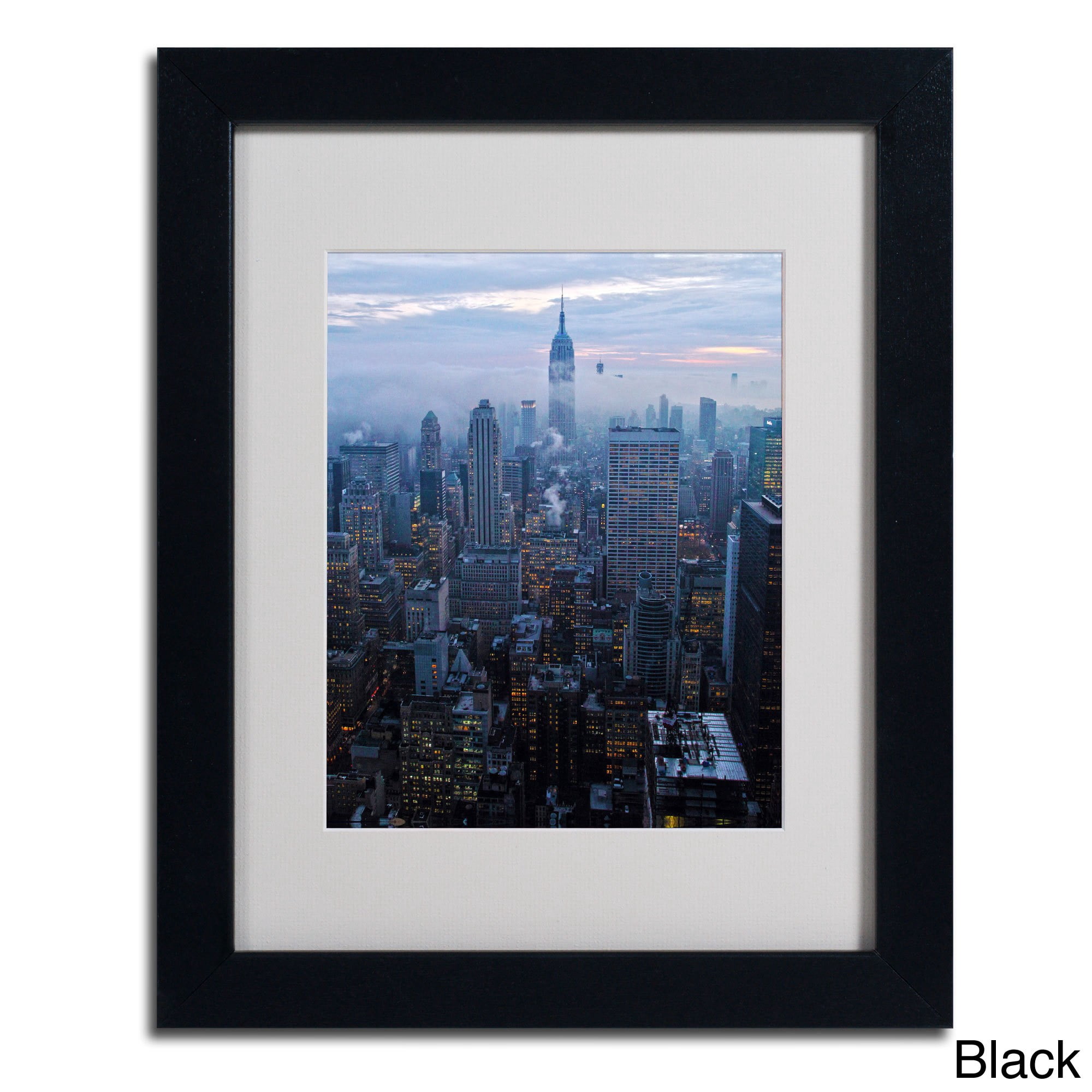 Trademark Fine Art 'City Lights' 16" x 20" Black Frame Art