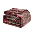 thumbnail image 6 of NC Plush Fleece Blanket For Bed,Lightweight Soft Burgundy Pink Floral Blanket,Queen 75"x91", 6 of 6