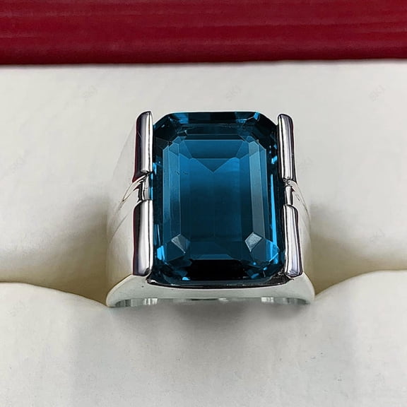 London Blue Topaz Ring - 925 Sterling Silver Anniversary Ring