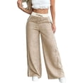 thumbnail image 4 of Abomasnow Womens Parachute Pants Y2K Side Striped Wide Leg Sweatpants Elastic Drawstring Waist Jogger Pants with Pockets, 4 of 6