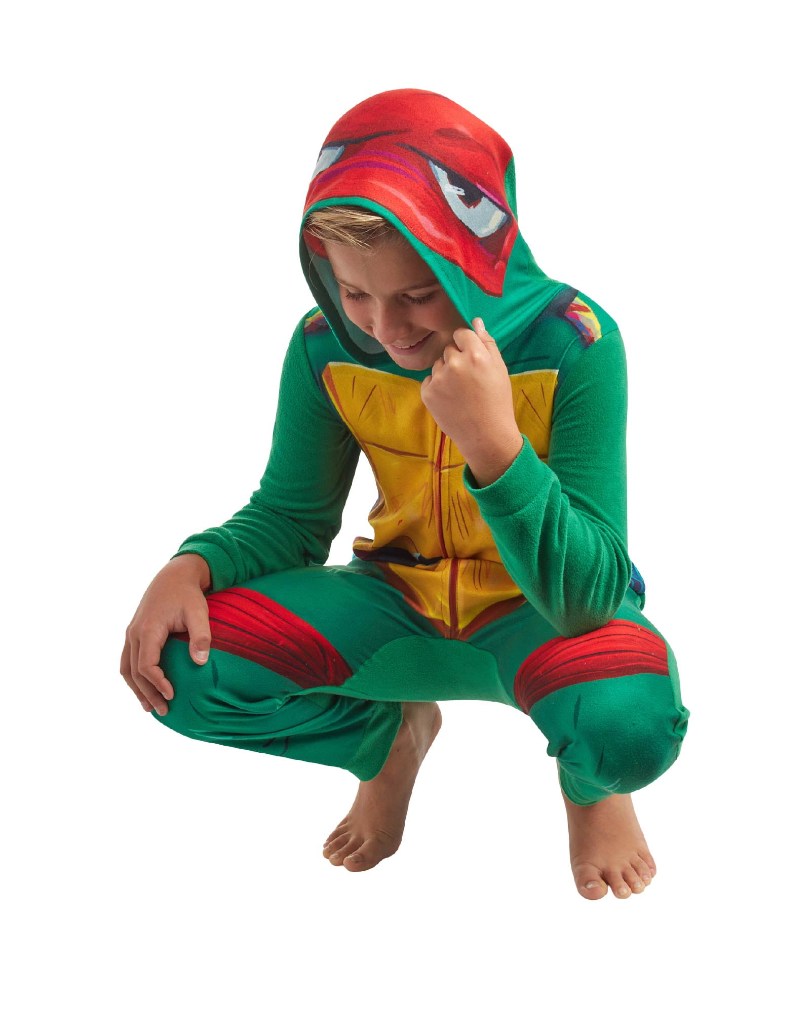 Teenage Mutant Ninja Turtles Boys' Pajamas - Ninja Turtles Zip Up Onesie Fleece Coverall (Size:4-10)