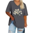thumbnail image 2 of Inverlee Womens Plus Size Short Sleeve Tshirts Trendy Floral Print V Neck Tunic Tops Casual Softy Comfy Going Out Tees, 2 of 4