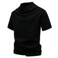 thumbnail image 2 of Black Man Plain Tops Loose Fit Blouses for Man Short Sleeve Turtleneck Mock Neck Lounge Summer Fall Shirts 2025 Clothes Trendy Country Concert XL, 2 of 4