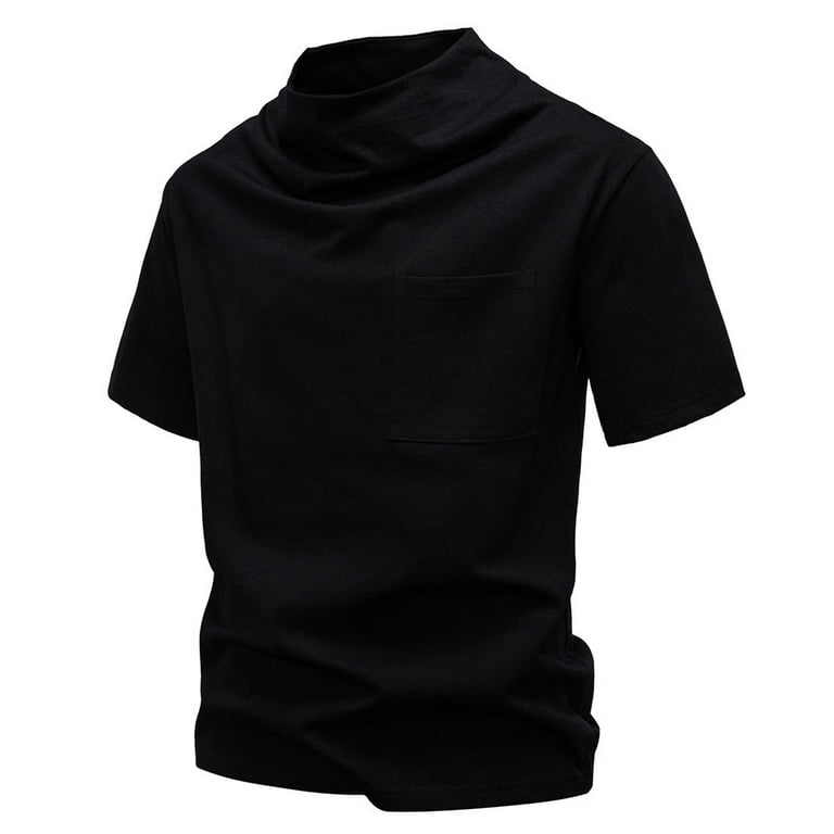mens mock neck dress shirts Vsssj Men's Turtle Neck Shirts Casual Short Sleeve Mock Turtleneck T Shirts Basic Solid Slim Fit Workout Undershirt Tops Black Xxxxxl, Size: 5XL