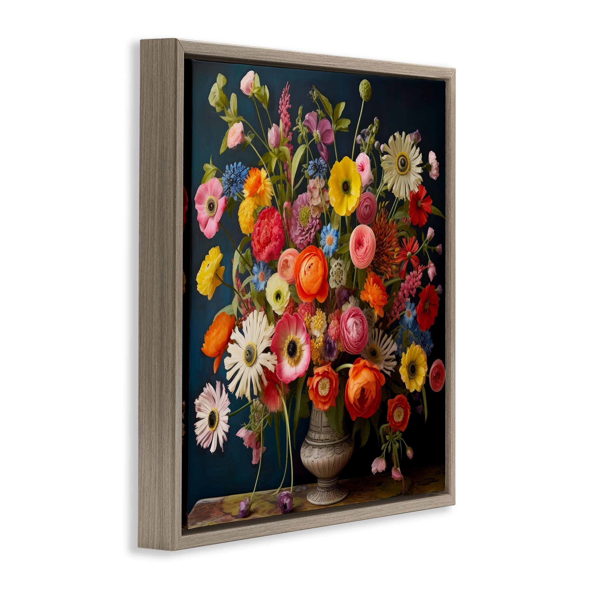 Stupell Industries Harmonious Garden Bouquet Brown Framed Floater Canvas Wall Art, design by Lazar Studio