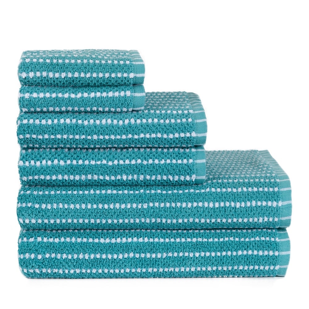 Sapphire Resort McBee Textured Stripe 6 Piece Bath Towel Set in Aqua