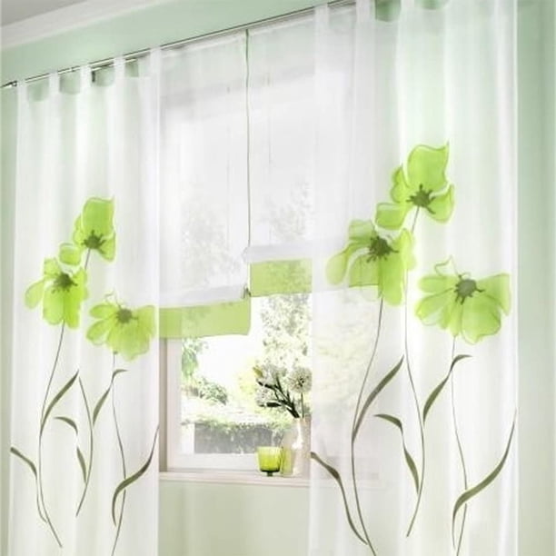 2 piezas cortina bufanda cortina estampado flor cortina para sala de estar dormitorio bucle bufanda, ancho 150 cm/altura 270 cm, naranja Adepaton LKX-1434-2