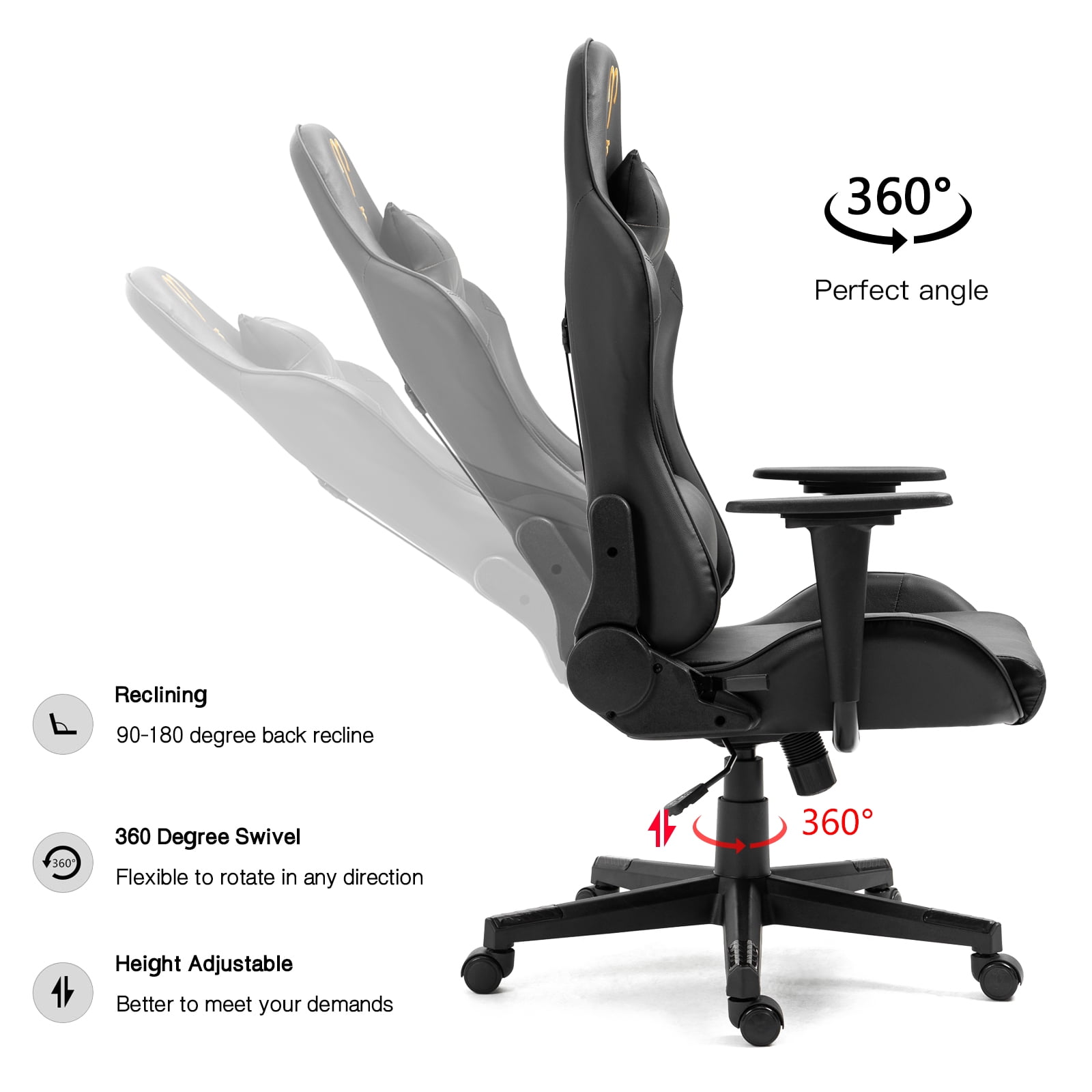 Gaming Chair with Zodiac Star Sign, Aries Astrology Logo Ergonomic Computer Chair with Headrest Lumbar Support Recliner Height Adjustable Swivel Office Desk Chair, Constellation