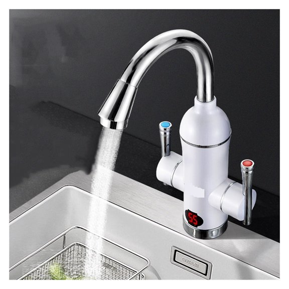 Tankless Water Heater Tap Electirc Instant Kitchen Faucet Element Flow Heater Hot Water Heated Tap Double Handle ,Easy to Install