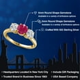 thumbnail image 2 of Gem Stone King 18K Yellow Gold Plated Silver Red Ruby and Lab Grown Diamond Engagement Ring for Women | 2.00 Cttw | Round 6MM | Gemstone July Birthstone | Size 7, 2 of 6