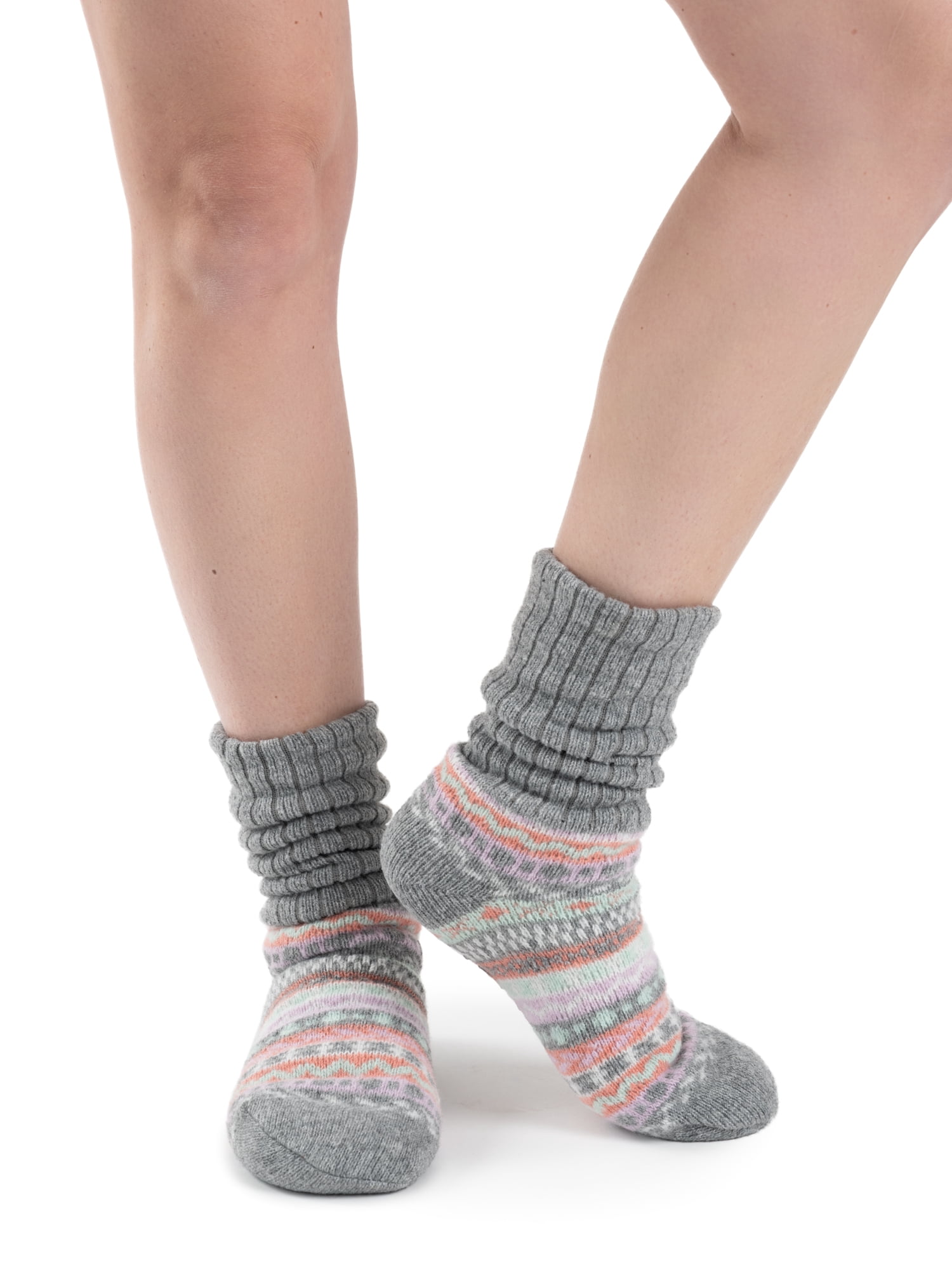 MUK LUKS Women's Tall Slouch Cabin Socks, 2-Pack, OSFM