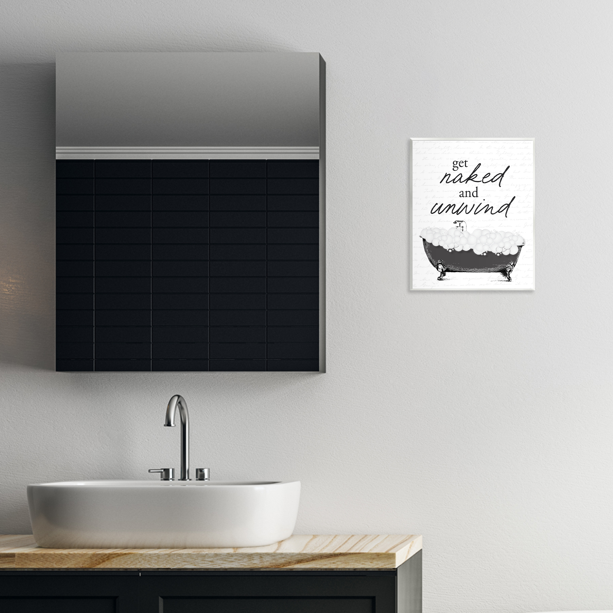 Unwind Bubble Bath Wall Plaque Art, design by Lettered and Lined