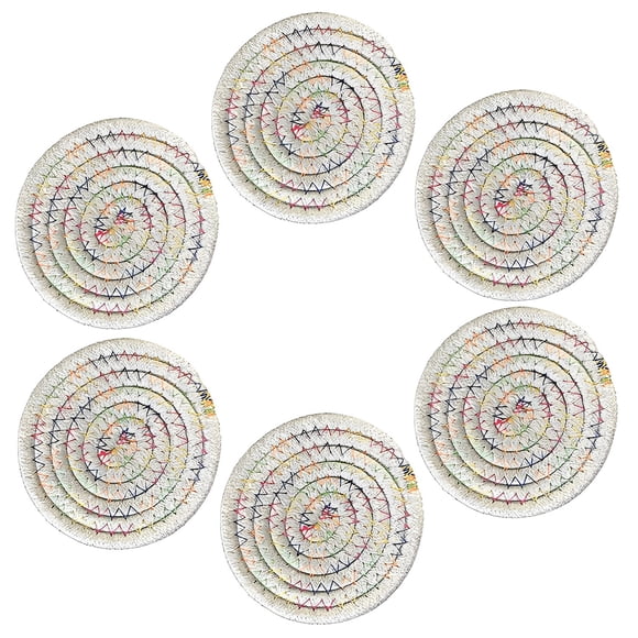 Cateissary 6 uds manteles individuales resistentes a las manchas antideslizantes taza lavable cojín hecho a mano aislamiento trenza posavasos vajilla Mostrada Colorido Gris Claro Cateissary HA073250-08
