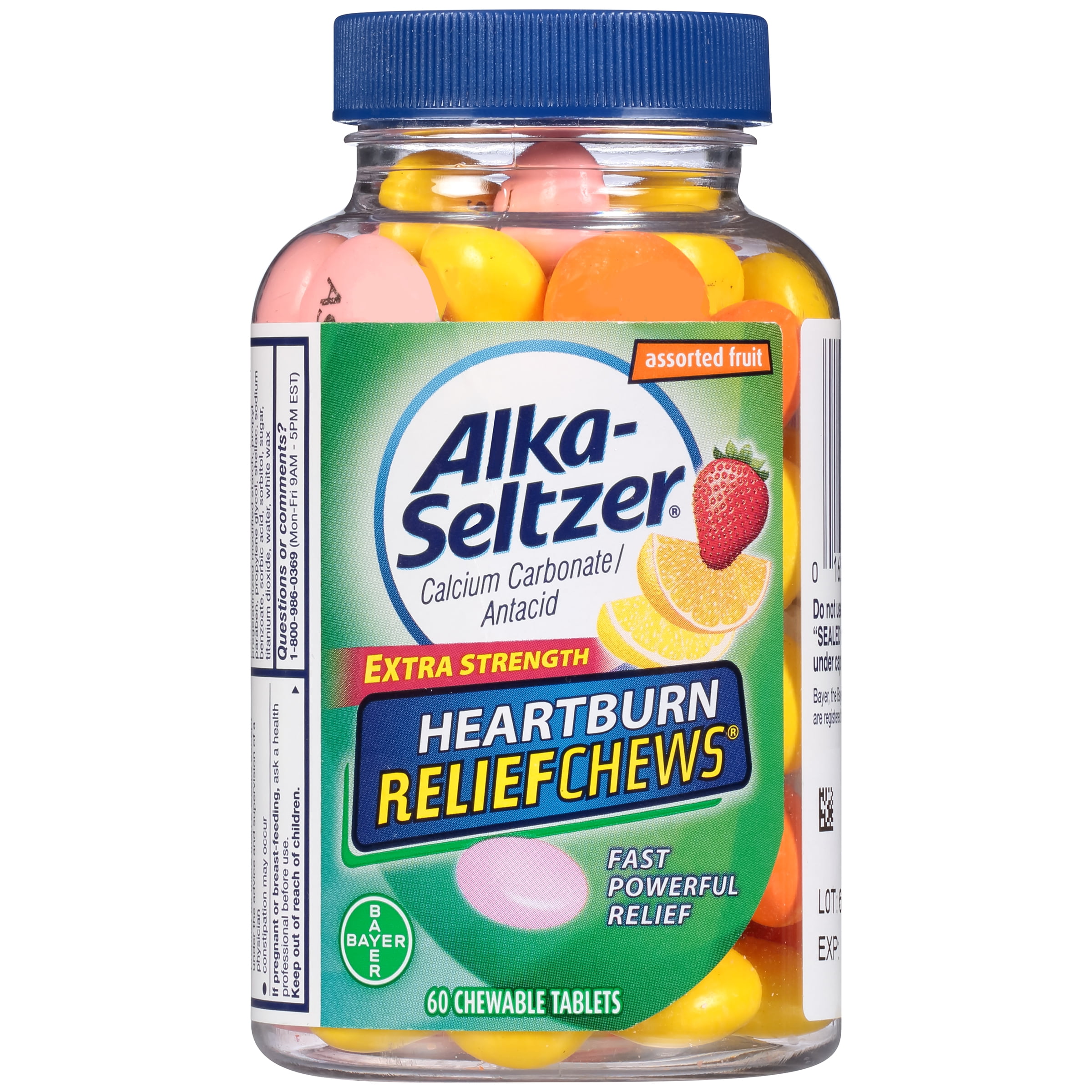 AlkaSeltzer Extra Strength Heartburn Relief Chews Assorted Fruit, 60