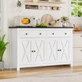 thumbnail image 5 of Homfa 55.1'' W Kitchen Buffet Storage Cabinet with Adjustable Shelves, 4-Doors 2-Drawers Sideboard Storage Cabinet, White/Black, 5 of 8