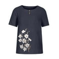 thumbnail image 4 of XWSHYW Womens Summer Tops Dressy Trendy Crew Neck Short Sleeve 2025 Trendy Fashion Clothes Evening Oversized Fit Floral Print Tunic T Shirts Tops Dressy Shirts for Women, 4 of 4
