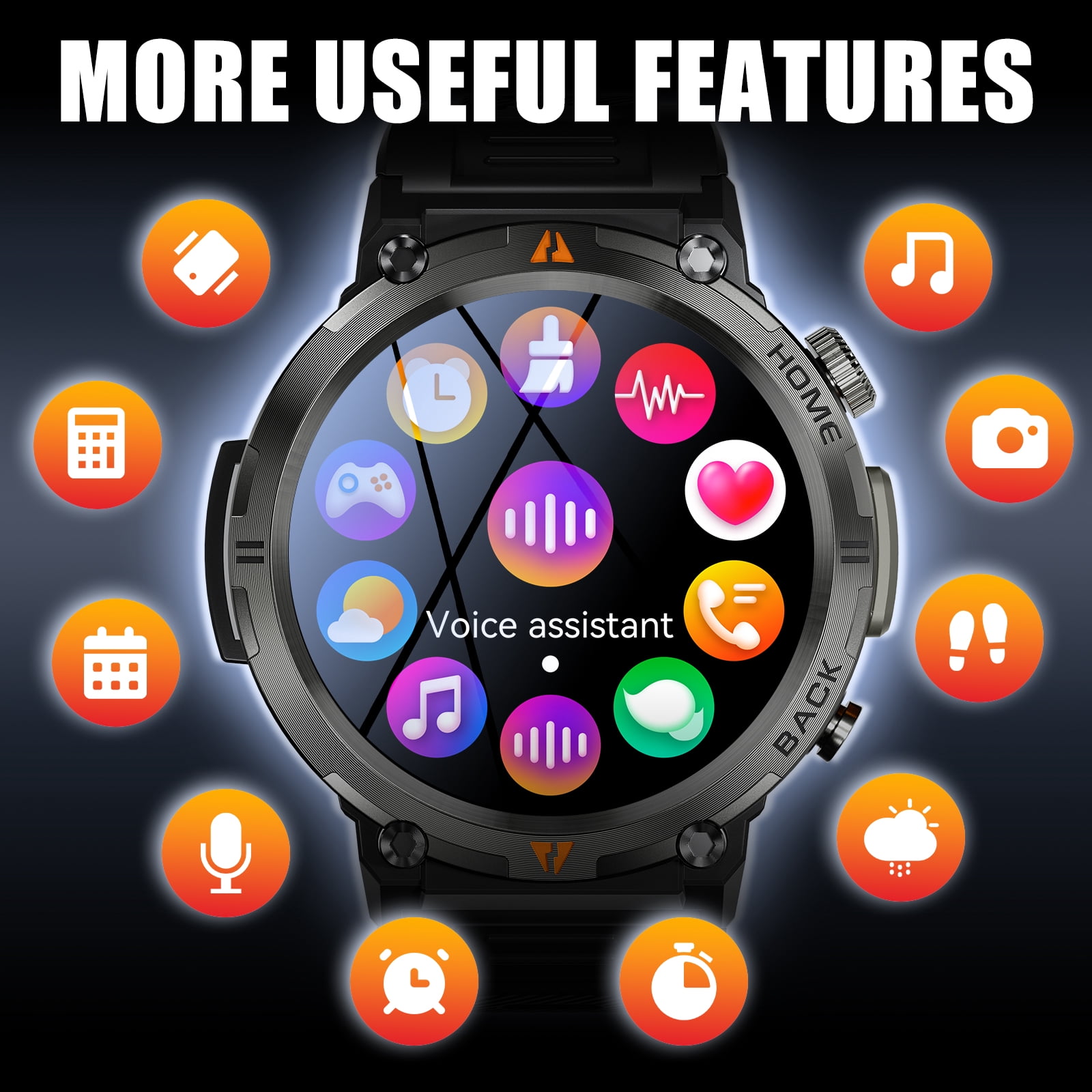XAXRE Smart Watch with Flashlight for Men, 1.45 inches Screen Bluetooth Watch, Outdoor Men’s Watch for Android and iPhone