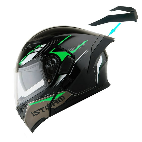 1Storm Motorcycle Modular Full Face Flip up Dual Visor Helmet   Spoiler: HB89 Storm Green
