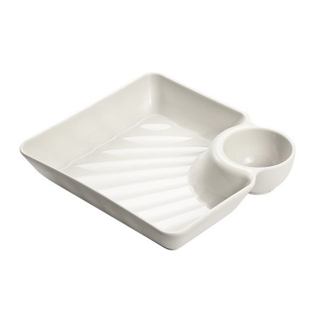 

XIEC Stackable Divided Plate with Dipping Sauce Smooth Edges Non-stick Easy to Clean Sushi Salad Dumpling Plate for Dining Room