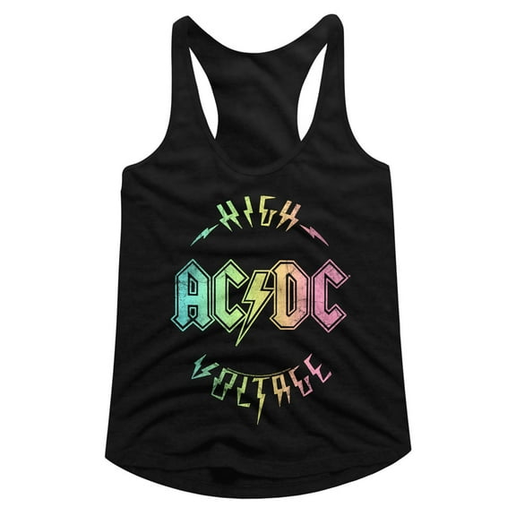 AC/DC Multicolor Voltage Black Junior Women's Racerback Tank Top T-Shirt