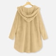 thumbnail image 5 of FAOWME Women's Fuzzy Hooded Coat With Pockets Long Sleeve Solid Color Buttons Comfortable Fashion Jacket For Autumn Winter Daily Wear,Beige,L, 5 of 5