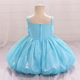 thumbnail image 5 of Moocorvic Baby Girls Sleeveless Dress, Summer Pure Color Off Shoulder Tulle Baptism Gown with Big Bow, Flower Girl Party Outfit 18-24 Months,Blue, 5 of 9
