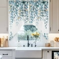 thumbnail image 4 of Orange Blue Leaves Swag Curtain Valance for Windows, Abstract Art Eucalyptus Leaf Branch Window Treatments Short Swag Topper for Kitchen Windows Bathroom Bedroom, 28"x36", 4 of 8