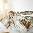 thumbnail image 5 of Manfei Kids Christmas Snowman Queen Comforter Set, Vintage Countryside Cabin Bedding Sets, Happy New Year Reversible Bedding Comforter Set, Breathable Home Decor, 3 Pieces, 5 of 9