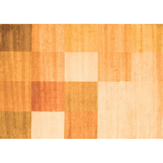 Ahgly Company Indoor Rectangle Checkered Orange Modern Area Rugs, 5' x 7'