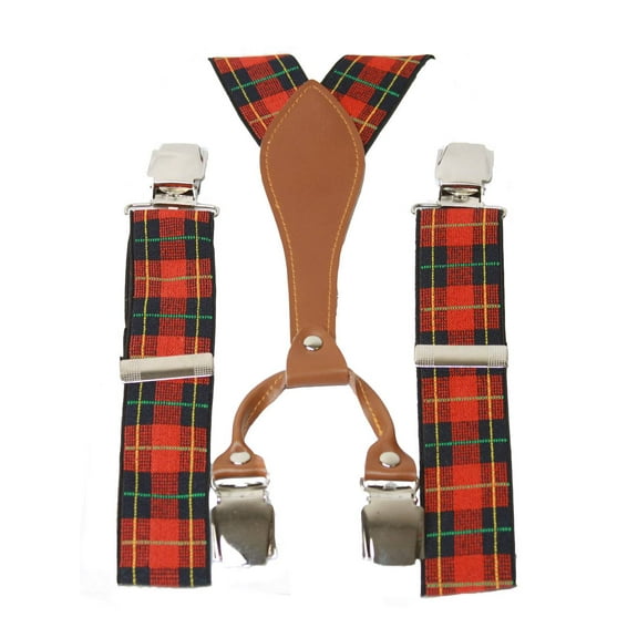 Nice Plaid Suspenders, Navy & Red