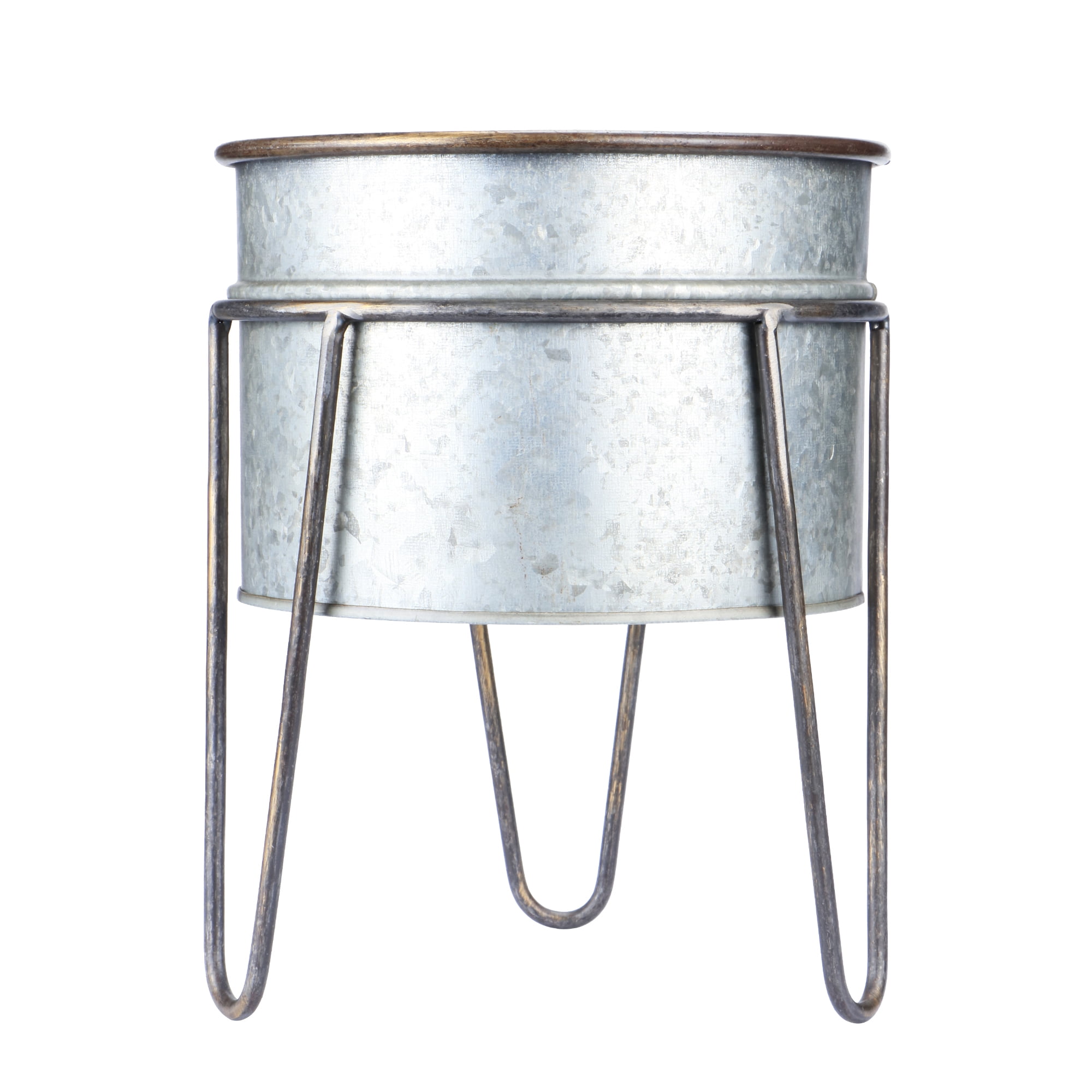 Better Homes & Gardens Galvanized Metal Planter with Stand, 8 in D x 8
