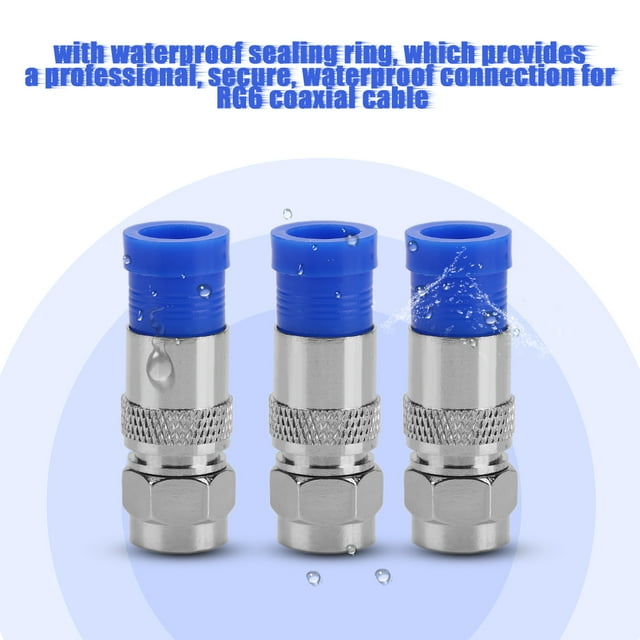 10 Pcs Connecteur de Compression Coaxial Coaxial RG6 Adaptateur Mâle Étanche Scellé