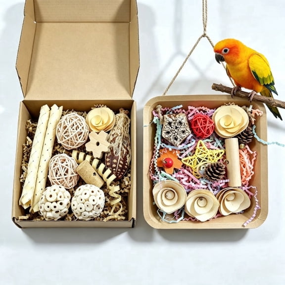 DIY Parrot Chew Toy Set: Grass Foraging Toys for Birds – Cage Enrichment & Fun