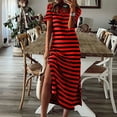 thumbnail image 1 of WILLBEST Vestidos de Dama Vestido Largo de Verano A Rayas para Mujer Vestido Largo Informal Holgado de Manga Corta con Cuello En V para Playa XXXGrande, 1 of 3