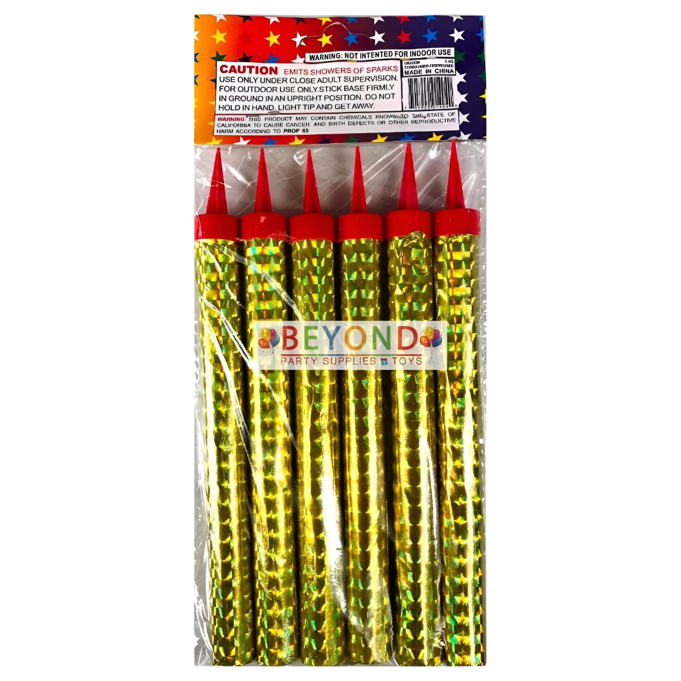 Beyond Global Sparkling Party Firework Candle, Small, 6 Count