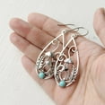 thumbnail image 3 of enjoywould 1 Paire Boucles d'Oreilles Dangle Style Rétro Multi Branches Feuilles Enroulement Goutte d'Eau Conception Creux sur Faux Turquoise Cadeau Femmes Forme de Champignon Pendentif Boucles d'Oreilles Bijoux pour un Usage Quotidien, 3 of 4