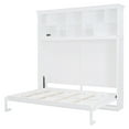 thumbnail image 2 of Queen Size Solid and Stable Murphy Bed Wall Bed with Top Shelves & USB (White), 2 of 16