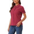thumbnail image 4 of INSPIRE CHIC Women's Vintage Tops Peter Pan Collar Button Down Cotton Blouses Red L, 4 of 5