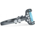 thumbnail image 5 of Marquise Halo Beaded Ring Aquamarine Cubic Zirconia Black Tone 925 Sterling Silver, Size 7, 5 of 7