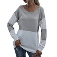 thumbnail image 1 of Moda mujer Casual manga larga cuello redondo rayas señoras suéter tejido Tops Fridja  hkj939, 1 of 6