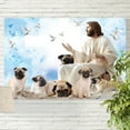 thumbnail image 5 of Dogs Jesus Surrounded By Pugs Poster 32” x 48“, 5 of 5
