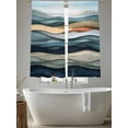 thumbnail image 5 of Summer Coastal Sheer Curtains 63 Inch Length 2 Panels Set, Modern Abstract Watercolor Wave Voile Window Treatment Rod Pocket Curtains Sheers Drapes for Bedroom/Living Room/Kitchen 52x"63"x2, 5 of 7