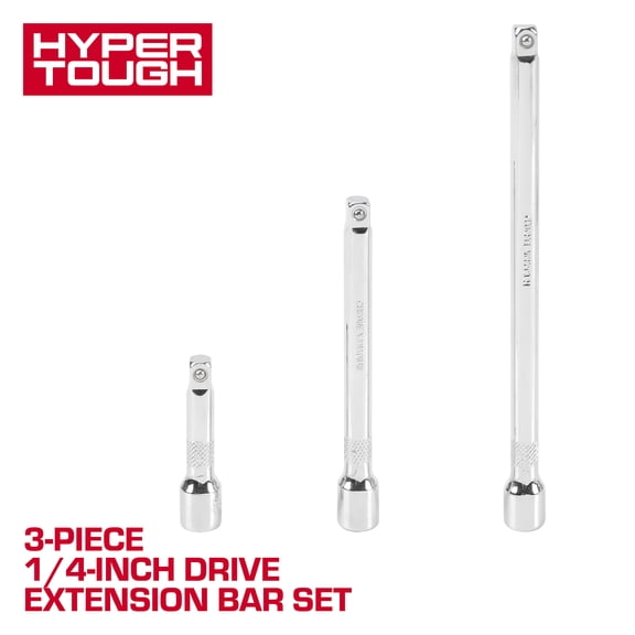 Hyper Tough 1/4-inch Drive Extension Bar Set, 2, 4, & 6-inch