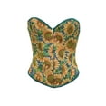 thumbnail image 2 of Corsets for Women Waist Cincher Shaper Boned Satin Vintage Print Design Front Hook Buckle Back Drawstring Strap Slim Fit Push Up Shaper Tops, 2 of 9