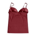 thumbnail image 6 of Alun Womens V-Neck Sleeveless Camisole with Built in Bra Summer Casual Spaghetti Strap Basic Tank Tops Plus Size Pure Color Seamless Cozyt Stretch Tight Cami 2- XL, 6 of 8