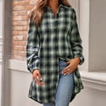 thumbnail image 1 of Camisa Abrigos a cuadros con botones para mujer, camisas casuales de manga larga, cómodas camisas de primavera y otoño, Tops Ygjytge Verde T S para Mujer, 1 of 6