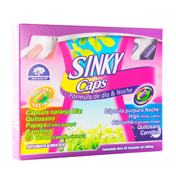 Sinky Caps Fórmula de Día & Noche Caja con 60 Cápsulas de 500 Mg Suplemento Alimenticio