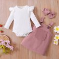 thumbnail image 2 of NOLDARES Baby Girl 1st Birthday Outfit Print Overall Dress Romper Skirt Set Headband 3Pcs Fall Clothes(Red,18-24 M), 2 of 8