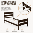 thumbnail image 5 of Miniyam Twin Bed Frame, Solid Rubber Wood Platform Bed with Headboard and Footboard, Espresso, 5 of 7